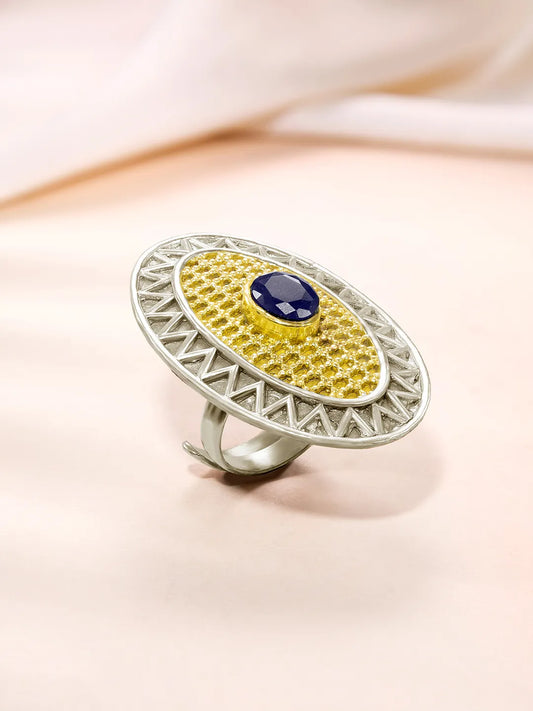 Textured Oval Mosaic Statement Ring