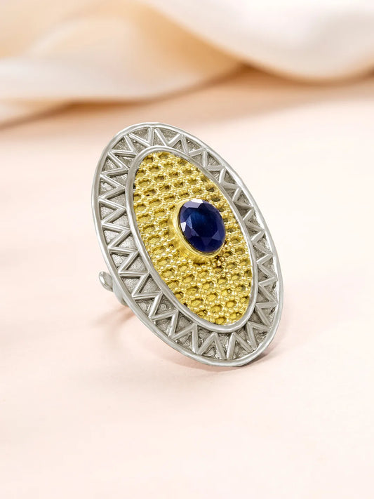 Textured Oval Mosaic Statement Ring