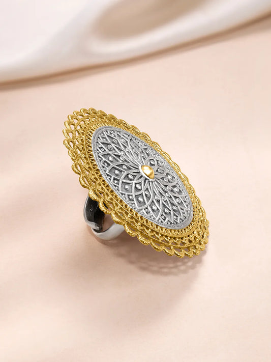 Bold Mandala Design Round Ring