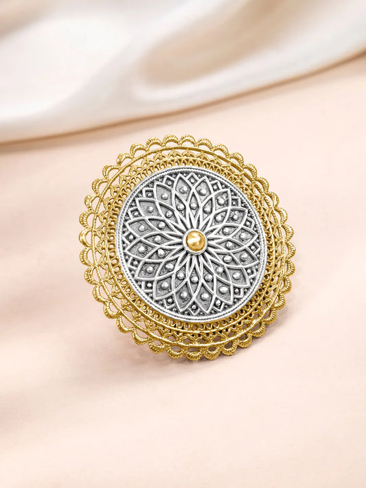 Bold Mandala Design Round Ring