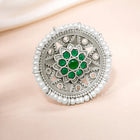 Floral Center Round Adjustable Ring