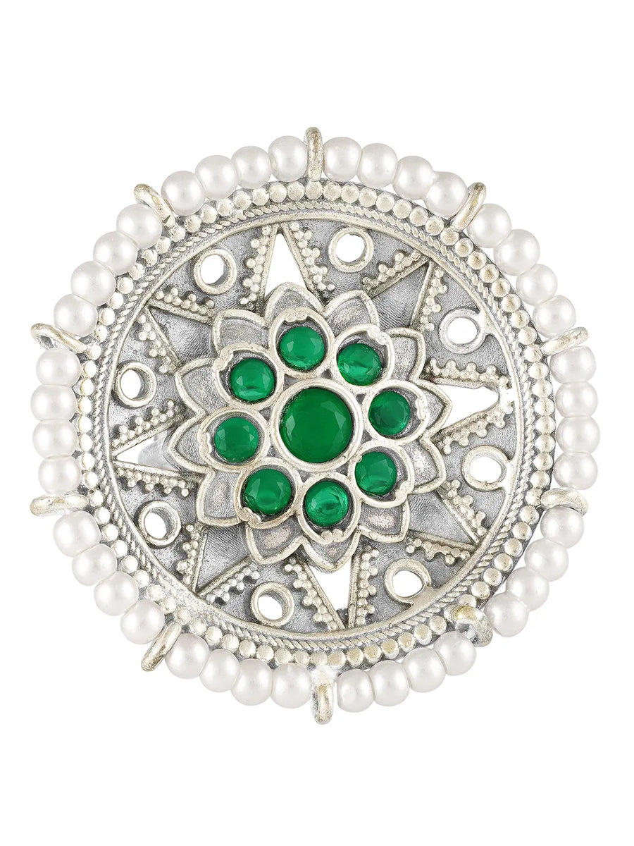 Floral Center Round Adjustable Ring