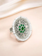 Floral Center Round Adjustable Ring