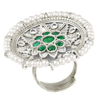 Floral Center Round Adjustable Ring
