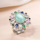 Floral Frame Ring with Oval Centerpiece
