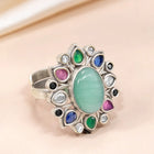 Floral Frame Ring with Oval Centerpiece