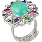 Floral Frame Ring with Oval Centerpiece
