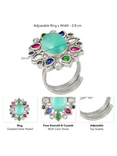 Floral Frame Ring with Oval Centerpiece