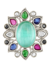 Floral Frame Ring with Oval Centerpiece