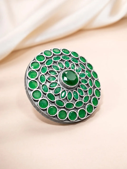 Circular Gem Cluster Statement Ring