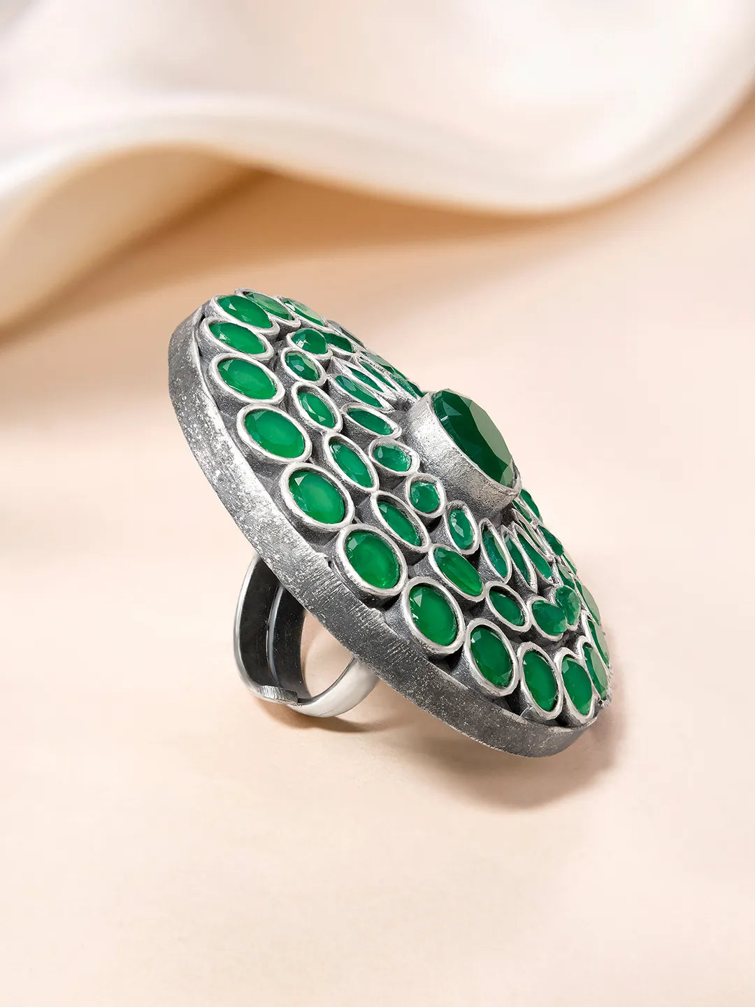 Circular Gem Cluster Statement Ring