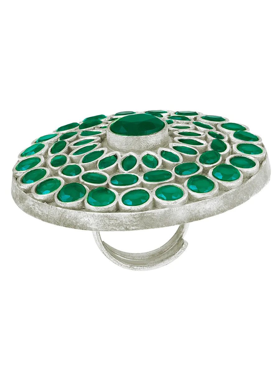 Circular Gem Cluster Statement Ring