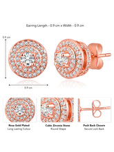 Mystic Rose Gold Charms CZ Studs