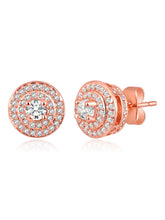 Mystic Rose Gold Charms CZ Studs