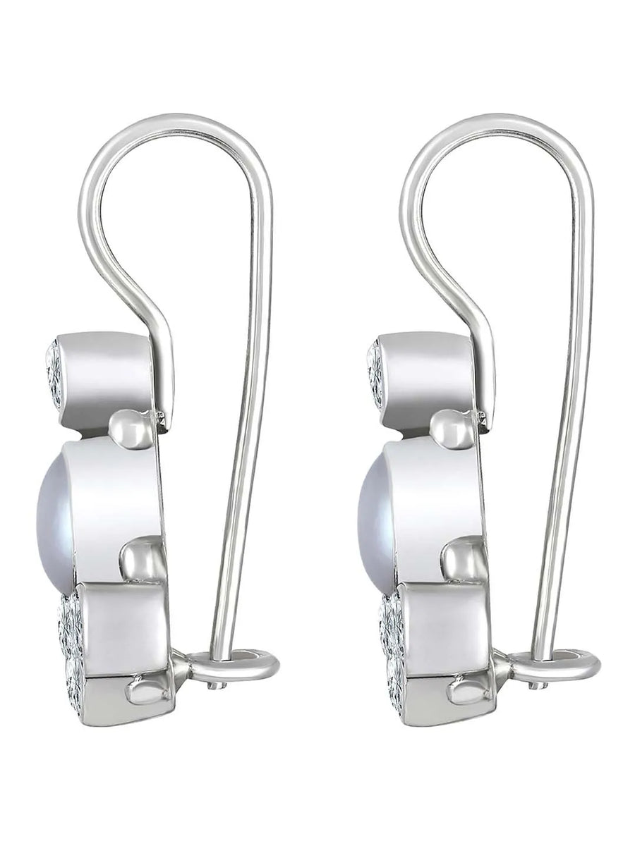 Shadowed Blossom Drop Earrings - White