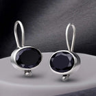 925 Sterling Silver Black Oval Drop Earrings