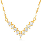 V Shaped Crystal Sparkle Pendant Chain - Gold