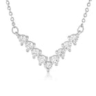 V Shaped Crystal Sparkle Pendant Chain - Silver