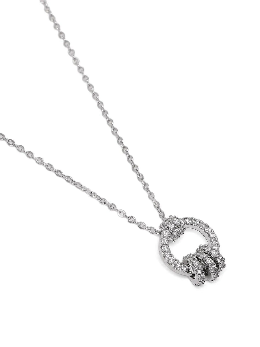 Elegant Circular Pendant Necklace. Silver necklace with a circular pendant. Best for casual wear, office wear & party wear. Wear Minimal Jewellery from Peora.