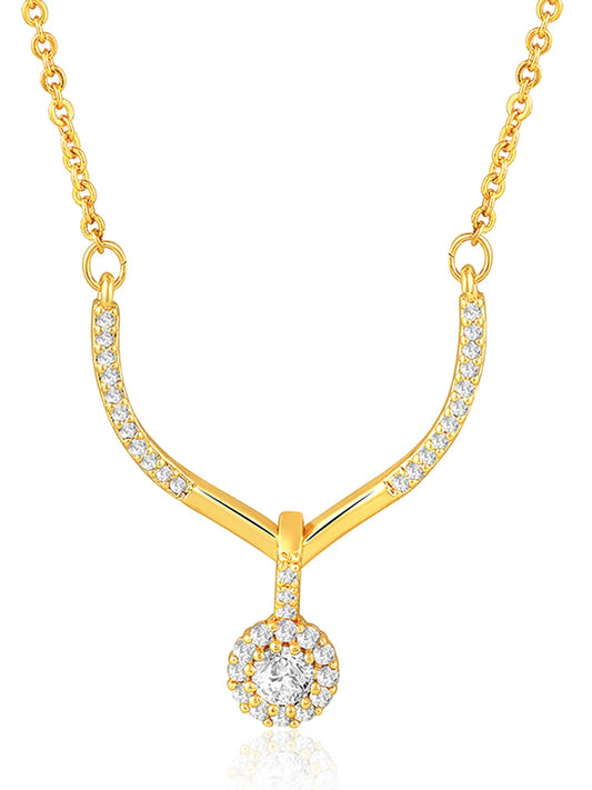 Minimalist CZ Drop Pendant Chain - Gold