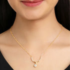 Minimalist CZ Drop Pendant Chain - Gold