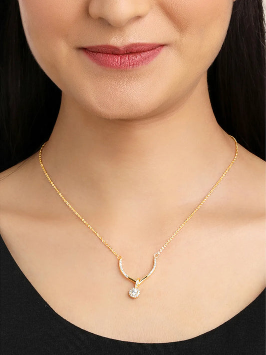 Minimalist CZ Drop Pendant Chain - Gold