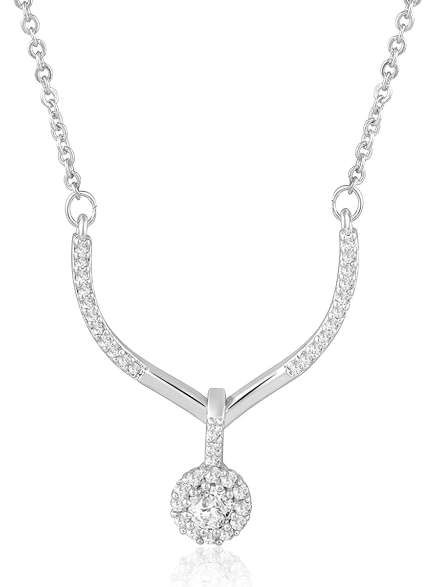 Minimalist CZ Drop Pendant Chain - Silver