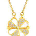 Floral Clover Motif CZ Necklace - Gold
