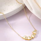 Floral Clover Motif CZ Necklace - Gold