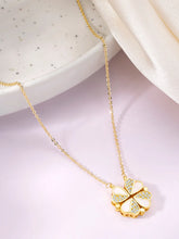 Floral Clover Motif CZ Necklace - Gold