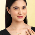 Floral Clover Motif CZ Necklace - Gold