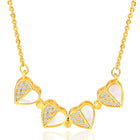 Floral Clover Motif CZ Necklace - Gold