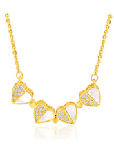 Floral Clover Motif CZ Necklace - Gold