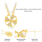 Floral Clover Motif CZ Necklace - Gold