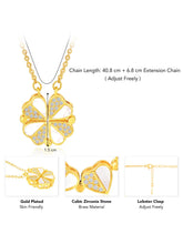 Floral Clover Motif CZ Necklace - Gold