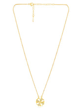 Floral Clover Motif CZ Necklace - Gold