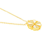 Floral Clover Motif CZ Necklace - Gold