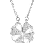 Floral Clover Motif CZ Necklace - Silver