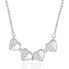 Floral Clover Motif CZ Necklace - Silver