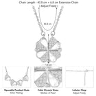 Floral Clover Motif CZ Necklace - Silver