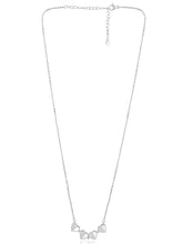 Floral Clover Motif CZ Necklace - Silver