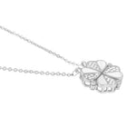Floral Clover Motif CZ Necklace - Silver