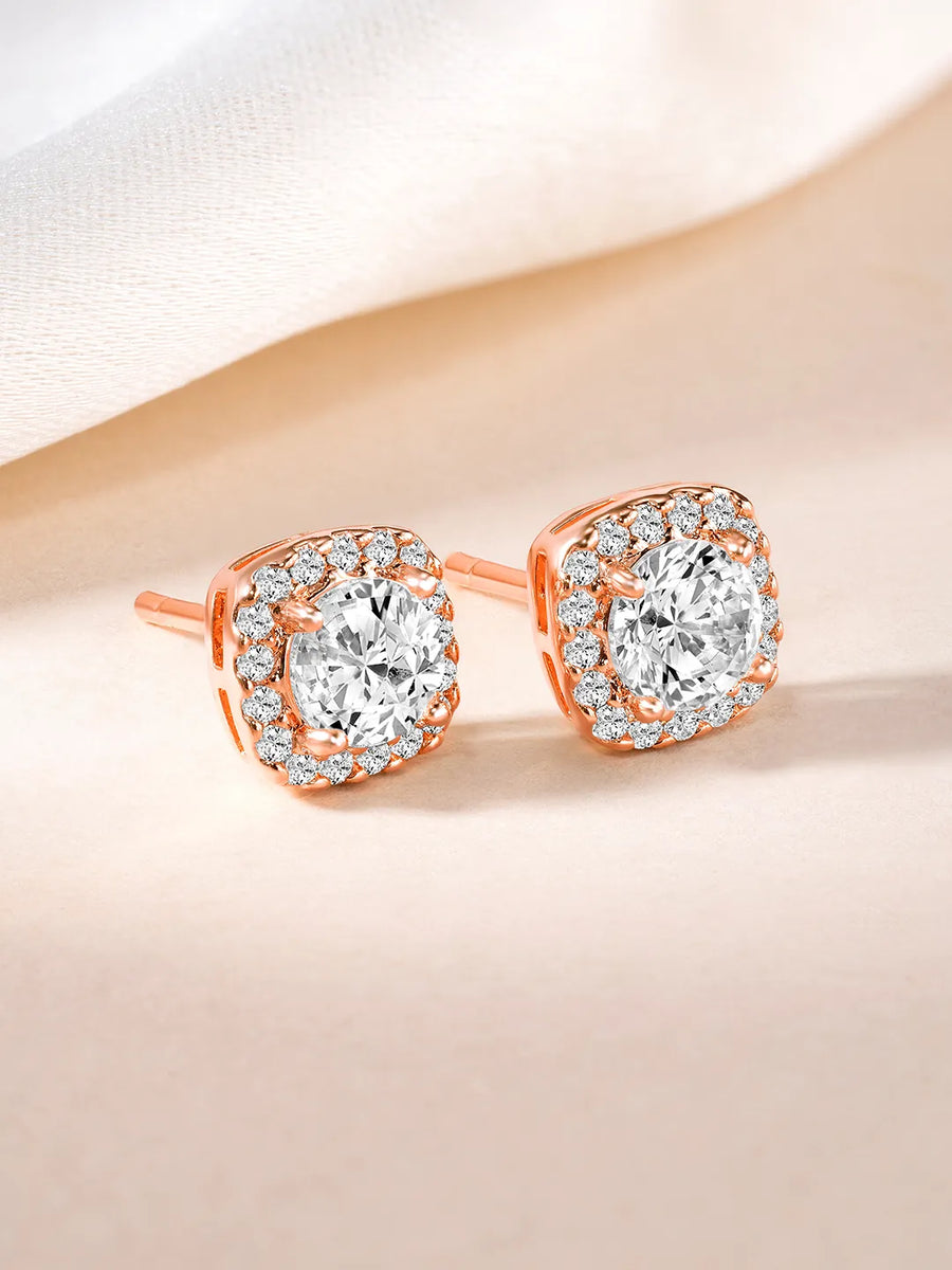 Timeless Regal Rays Stud Earrings - Rose Gold