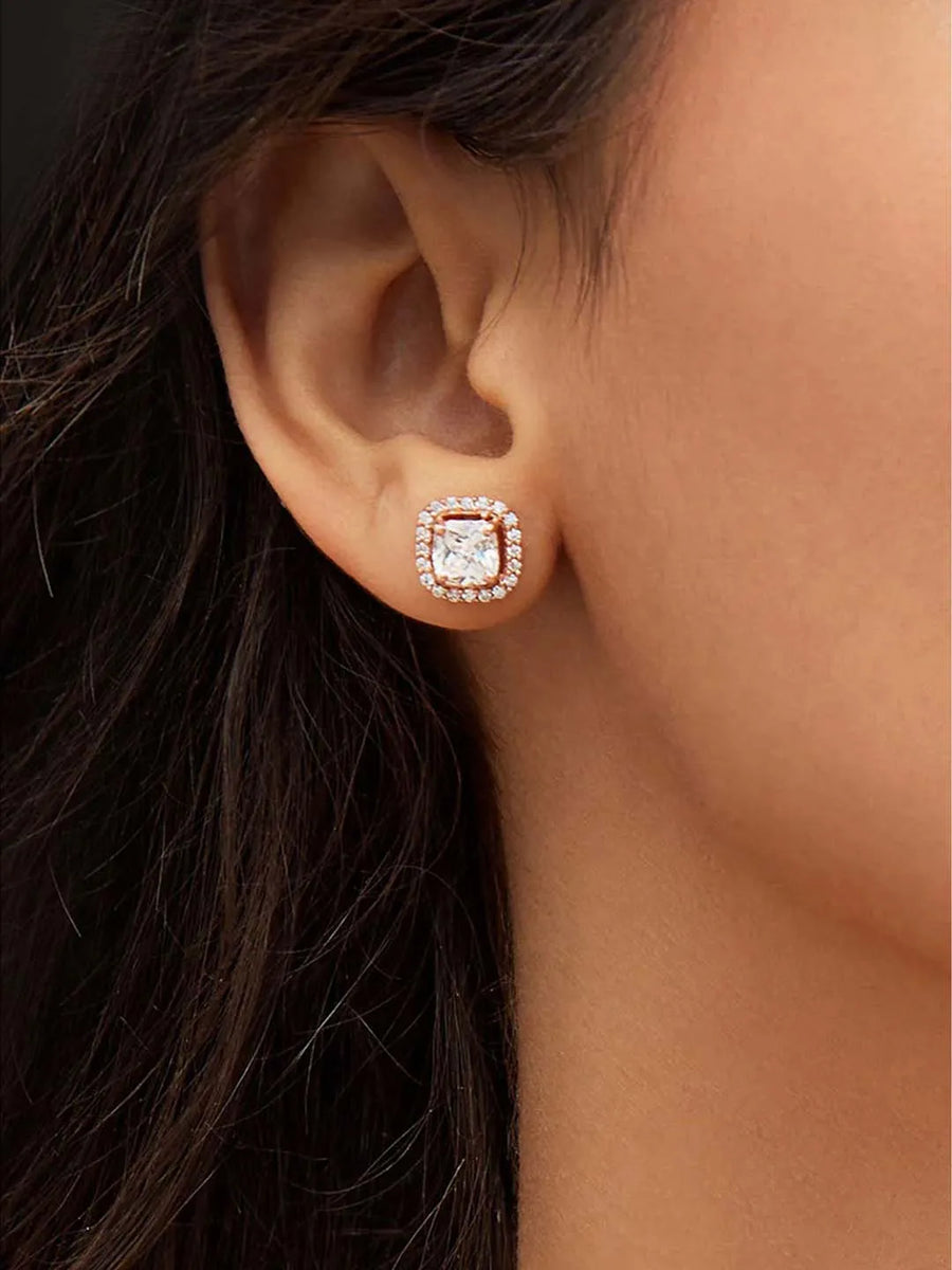 Timeless Regal Rays Stud Earrings - Rose Gold