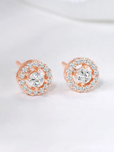 Luxury Inspired Round CZ Stud Earrings - Rose Gold
