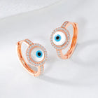 Chic CZ Evil Eye Hoop Earrings - Rose Gold Blue White