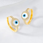Chic CZ Evil Eye Hoop Earrings - Gold Blue White