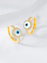 Chic CZ Evil Eye Hoop Earrings - Gold Blue White