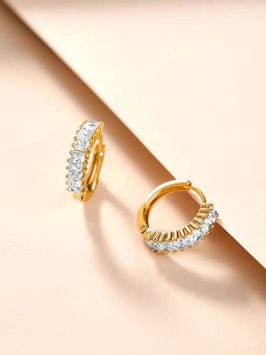 Flawless Shine CZ Studded Hoop Earrings