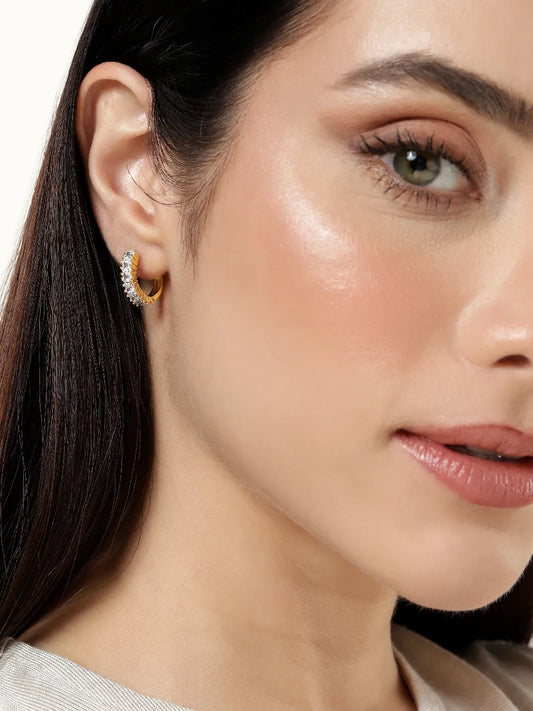 Flawless Shine CZ Studded Hoop Earrings